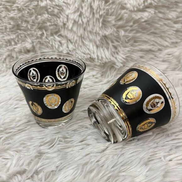 Mid Century Modern Barware Old Fashioned Glass Set of 2 Signed G Reeves‎ Vintage - Picture 1 of 9